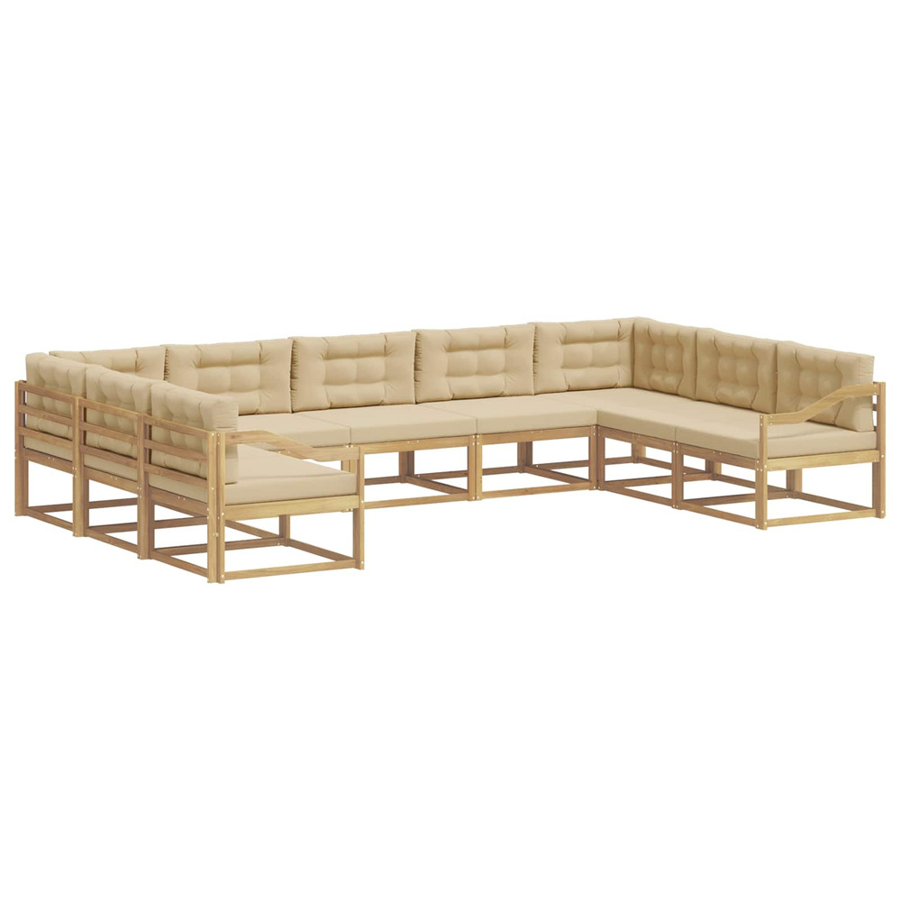 Ensemble de canapés d'extérieur 9 pcs blanc et beige