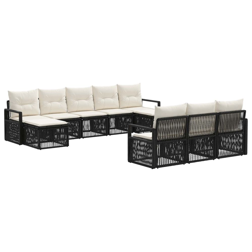 Ensemble de canapé de jardin 10 pc noir polyrotin