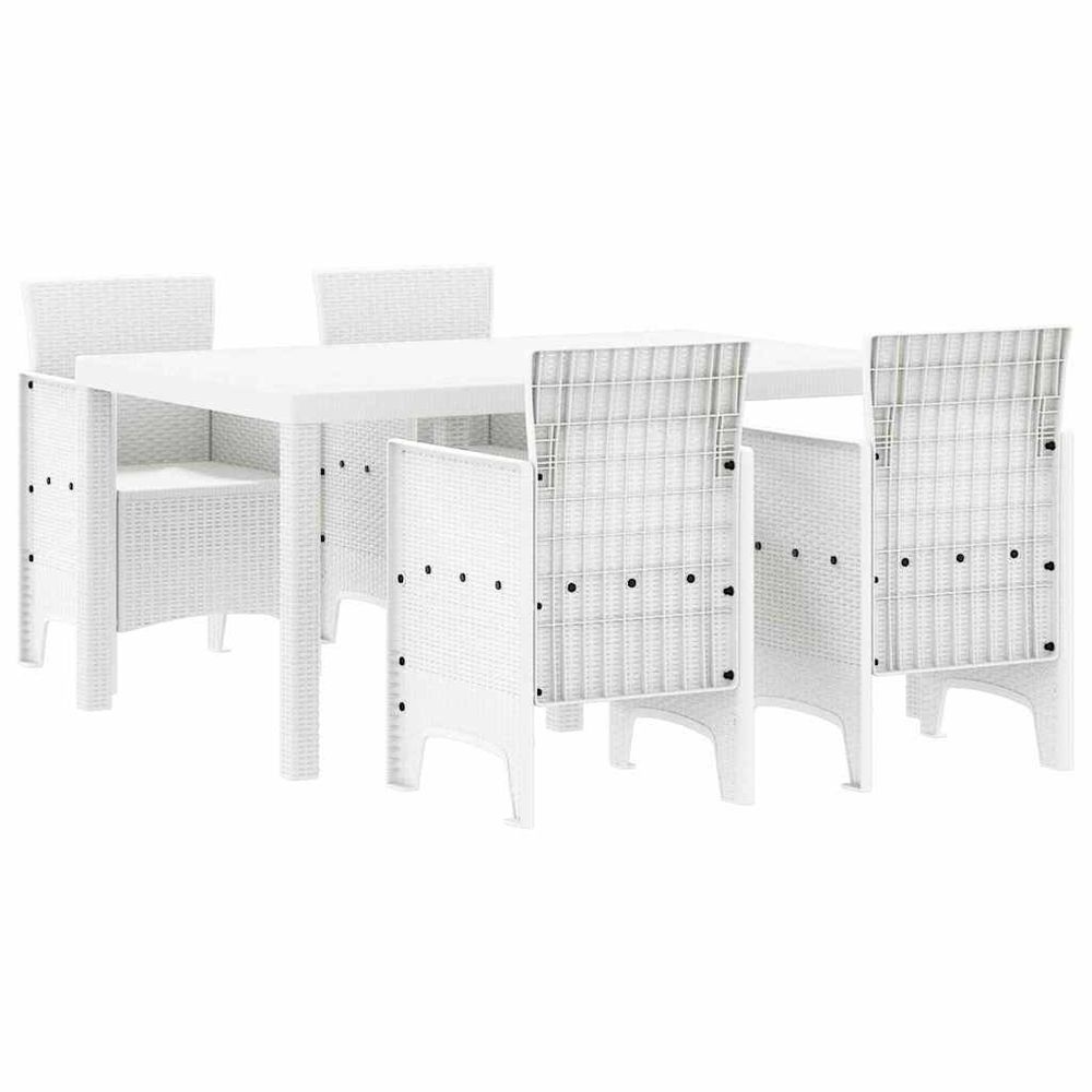 Ensemble de salle à manger pour jardin 5 pc blanc rattan polt