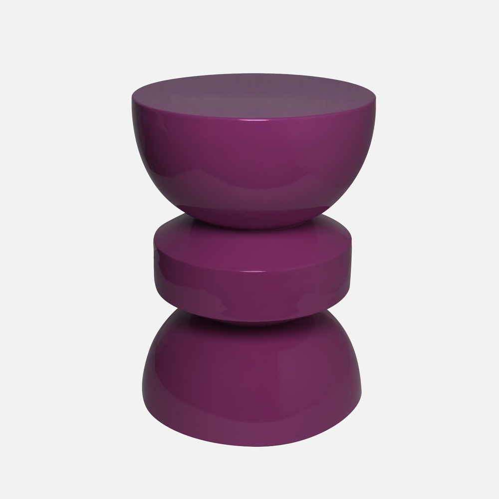 Table d'appoint, bout de canapé, table de chevet en métal effet glossy, assa, ø32 x 44.5cm