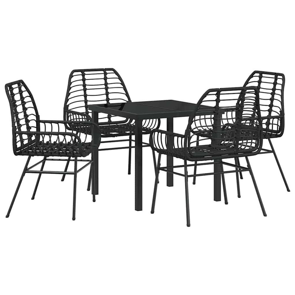 Ensemble de salle à manger pour jardin 5 pcs noir polyrotin