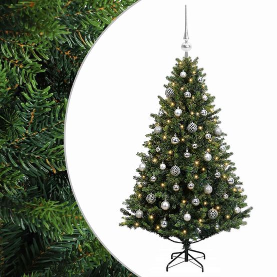 Arbre de noël artificiel avec boule 120 cm 150 led blanc chaud