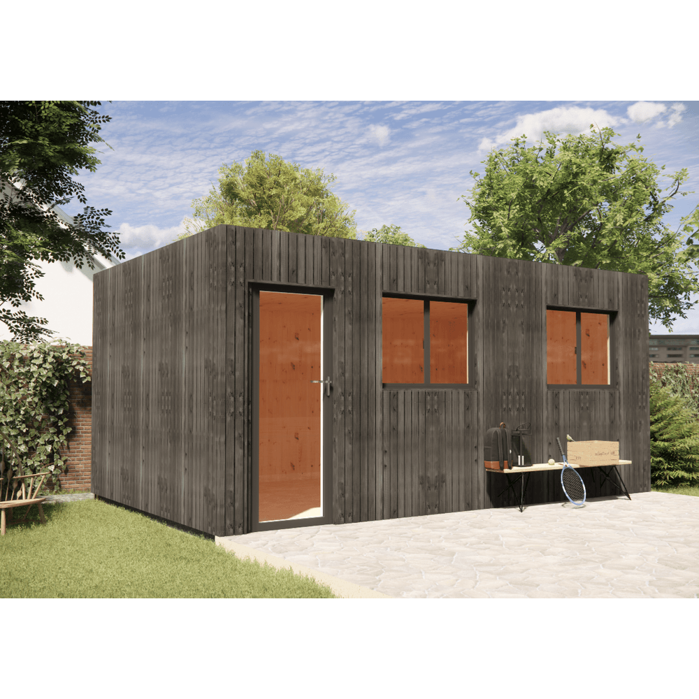 Bureau de jardin bois en bois 5,5 x 3,5 x 2,7 m avec plancher isolé