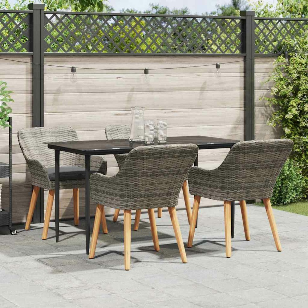 Ensemble de salle à manger pour jardin 5 pcs gris polyrotin