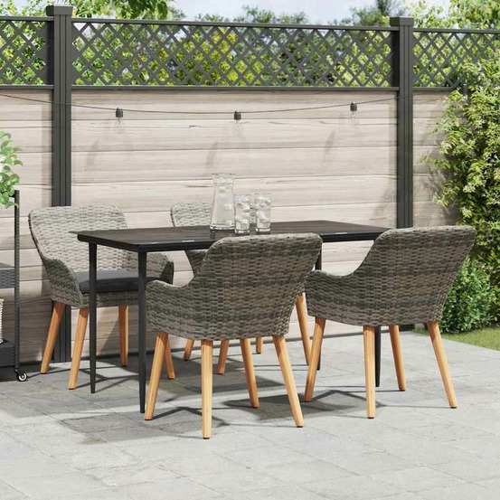 Ensemble de salle à manger pour jardin 5 pcs gris polyrotin