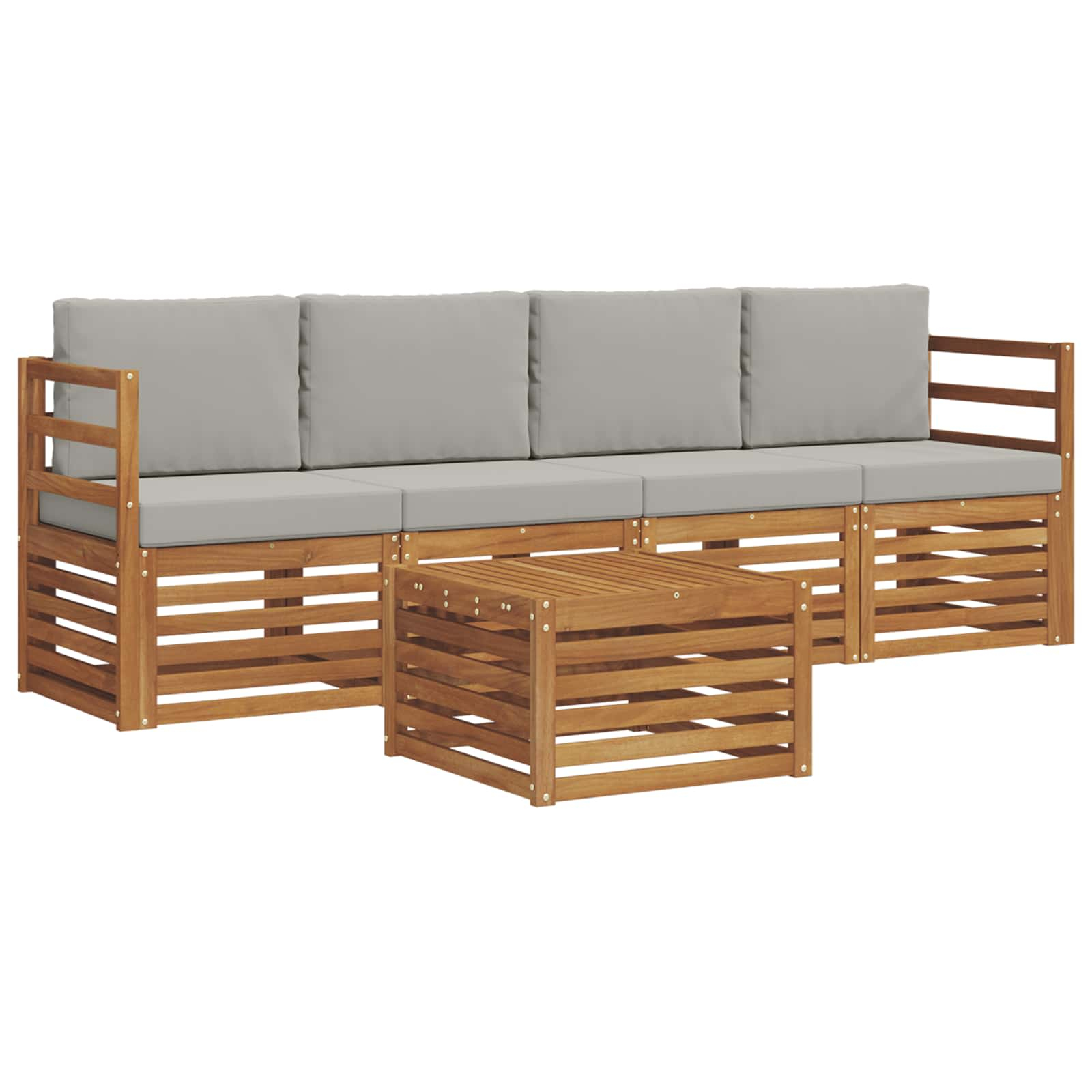 Ensembles de canapés avec coussin 5 pcs gris naturel et clair