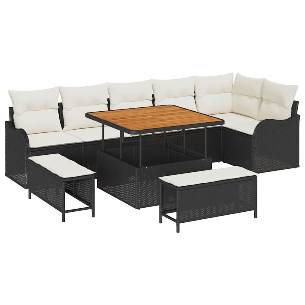 Ensemble de canapé de jardin 9 pc noir polyrotin