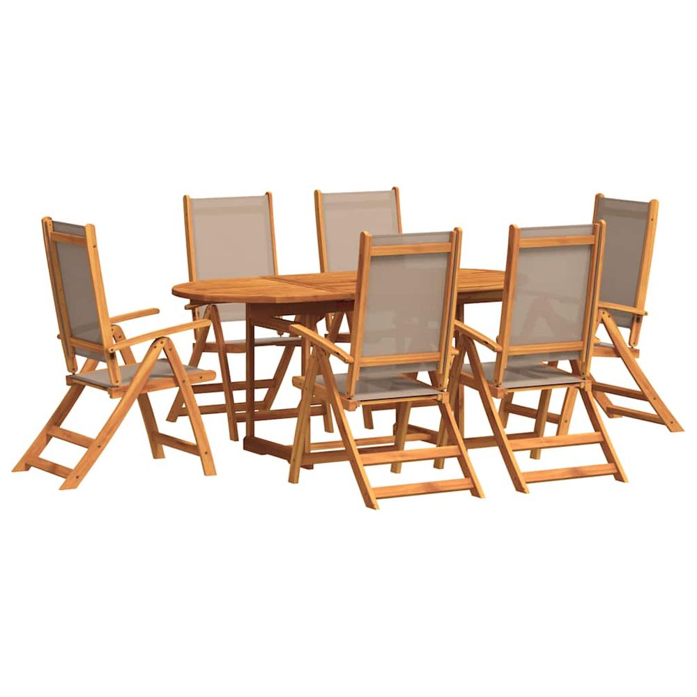 Ensemble à manger de jardin 7pcs bois d'acacia solide textilène
