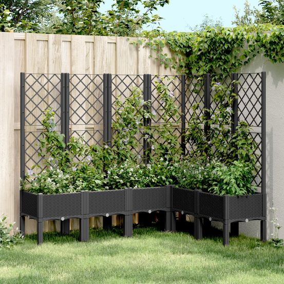 Grande jardinière surélevée treillis pp pour plantes grimpantes noir 160x120 cm
