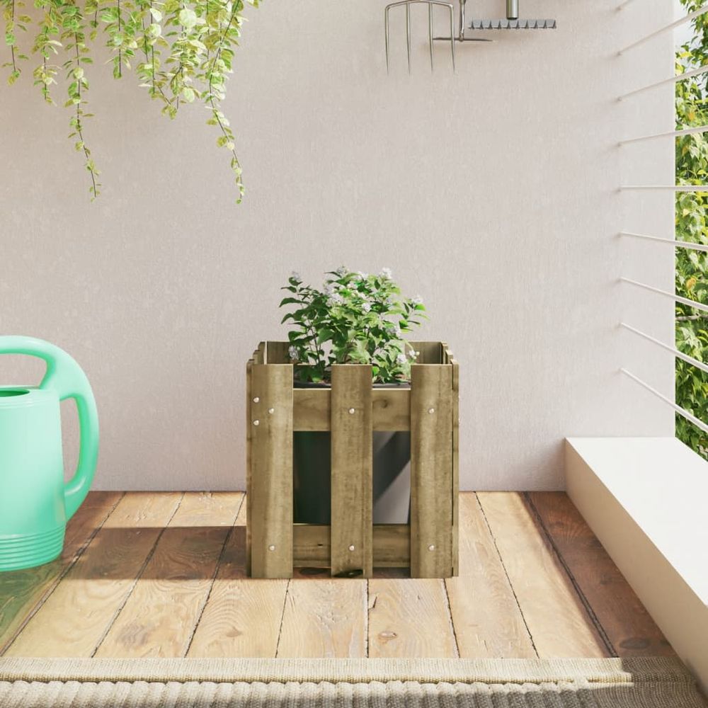 Jardinière carrée pin traité autoclave pour jardin résistant 30x30x30 cm