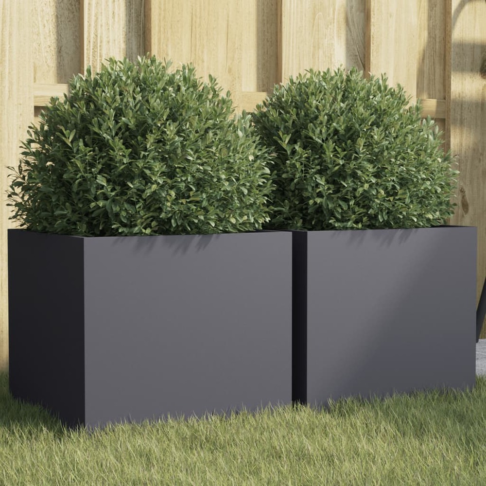Jardinières 2 pcs anthracite 32x30x29 cm acier