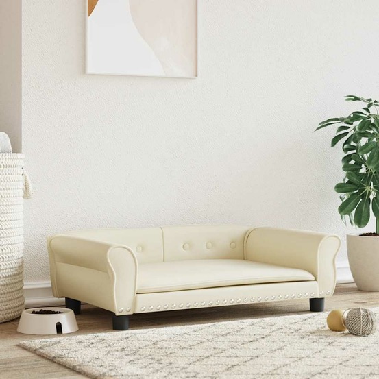 Lit pour chien crème 95x55x30 cm similicuir