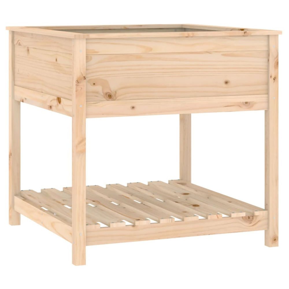 Jardinière d'extérieur avec étagère 82,5x82,5x81 cm bois massif de pin