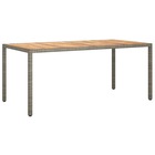 Table de jardin 190x90x75 cm résine tressée/bois d'acacia gris