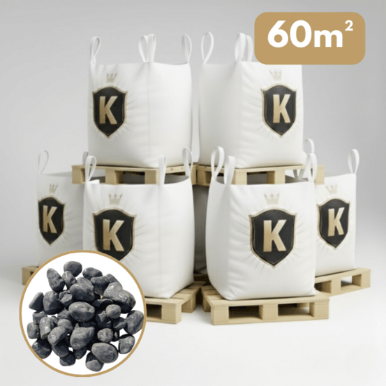 Galet marbre gris anthracite 40/60 mm – pack 6 big bag +/- 1,5t – 60 m²