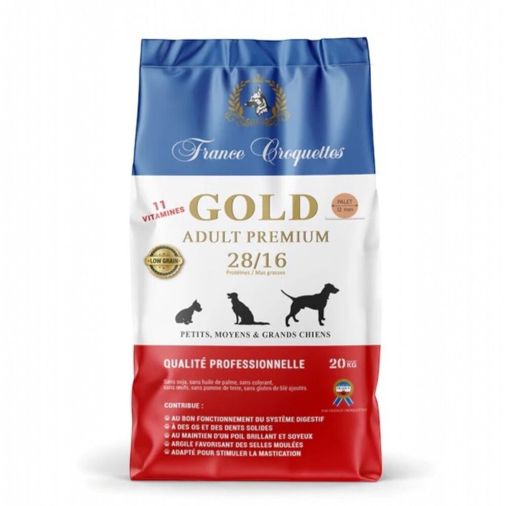 France croquettes croquettes pour chien adulte gold adult premium 28/16 lg - low grain - 12 kg