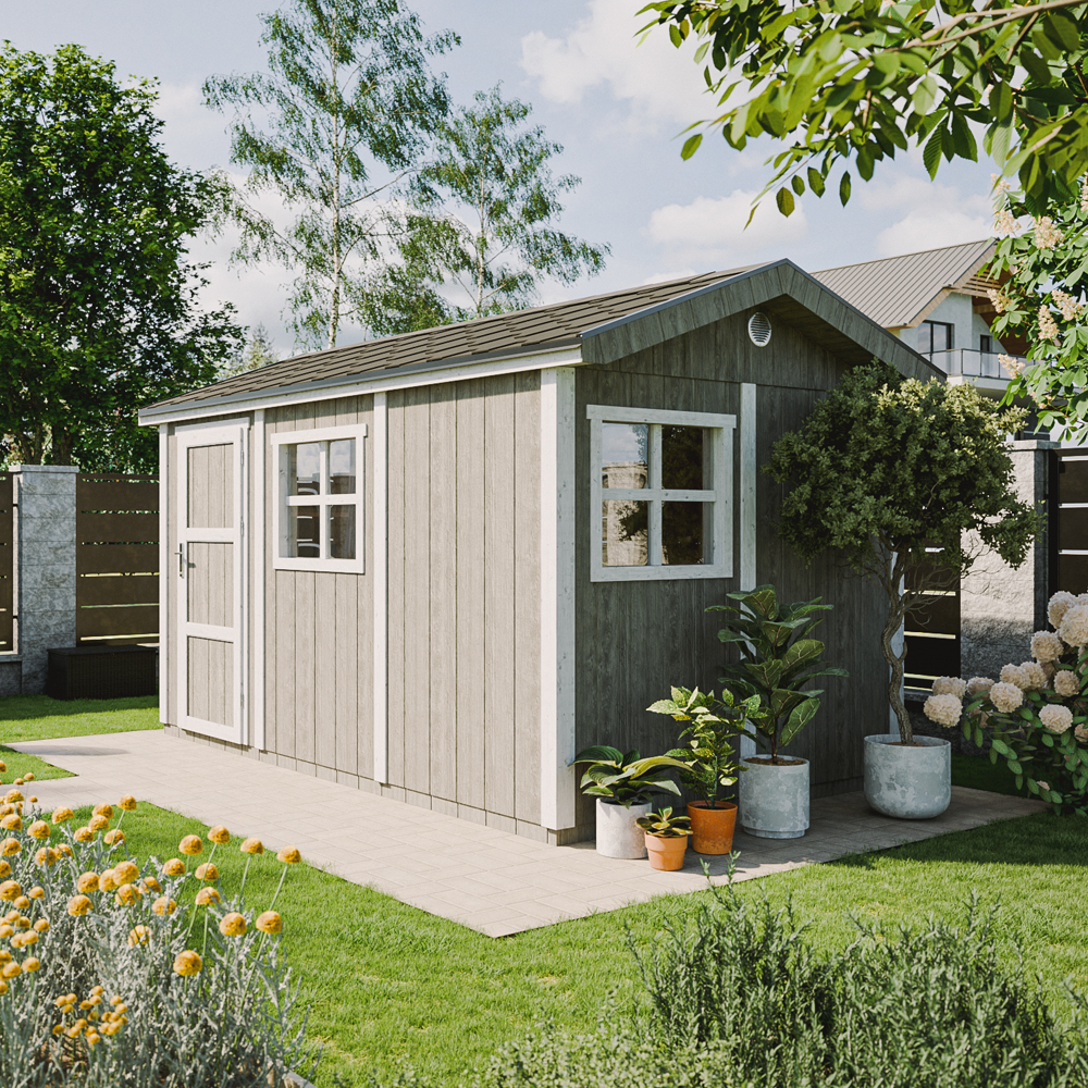 Abri de jardin qualité premium 8,68 m² - h252x250x412 cm - construction de panneaux lp smartside - timbela m914