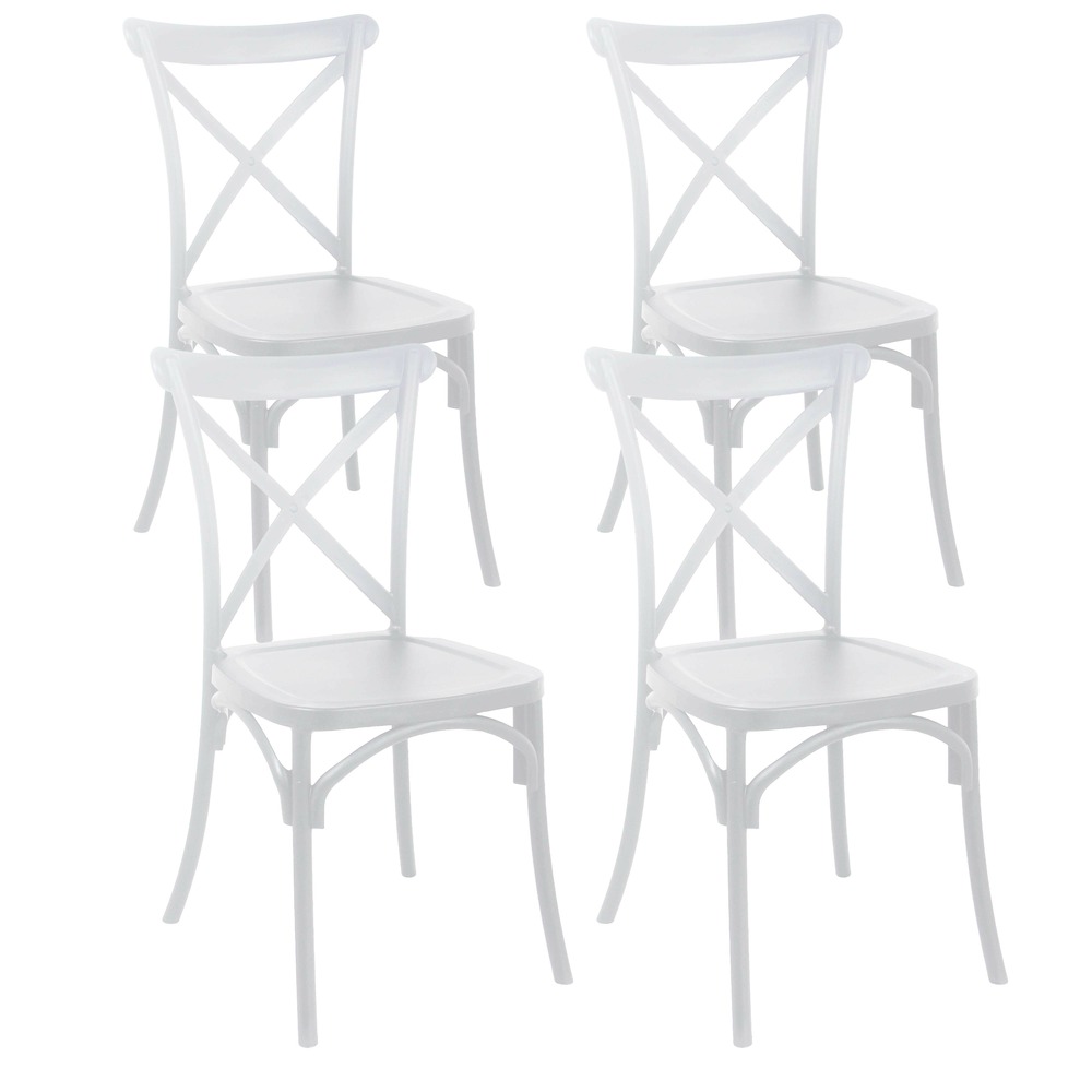 Lot de 4 chaises de terrasse en plastique blanc