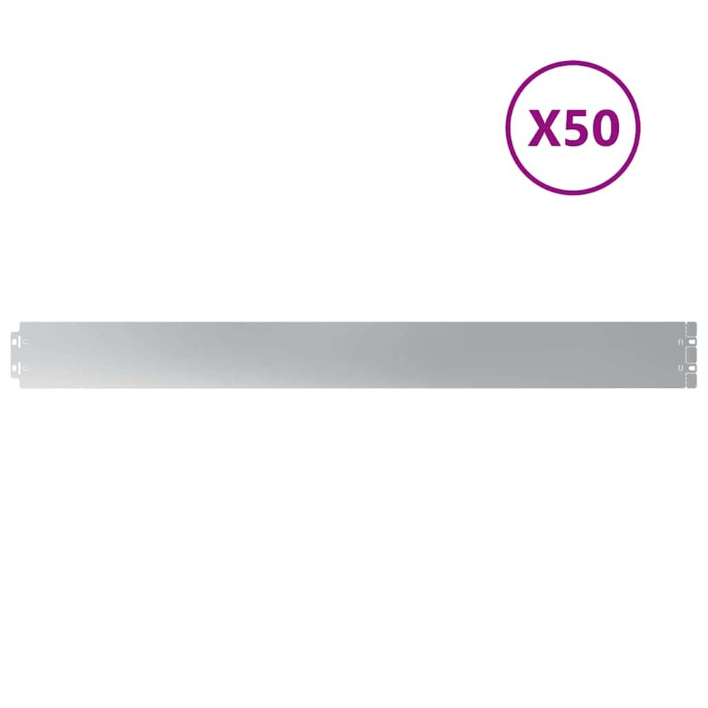 Bordure de pelouse 50 pc 10 x 103 cm acier galvanisé argenté