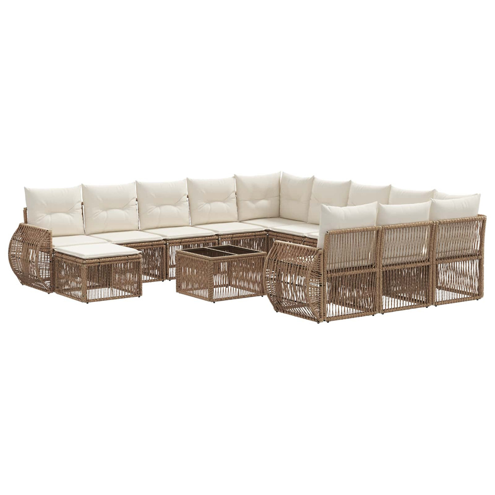 Ensemble de canapé de jardin 13 pcs beige polyrotin