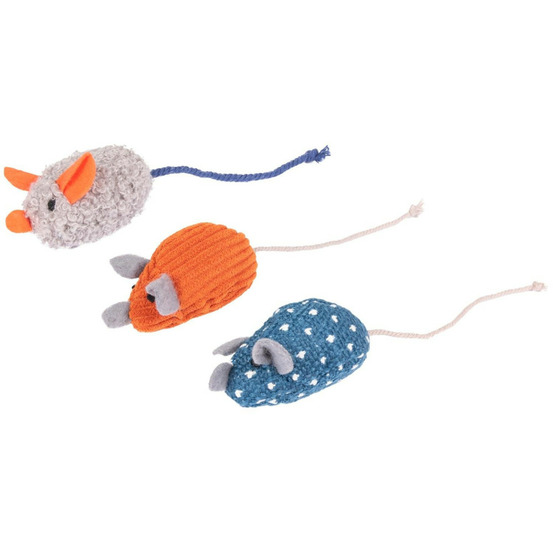 Jouet chat lot de 3 souris floera 14 cm avec catnip
