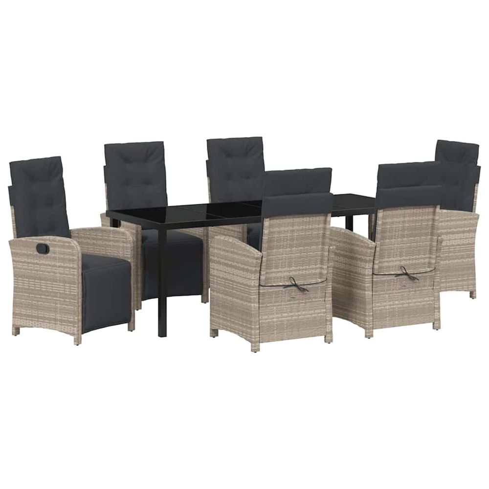 Ensemble de salle à manger pour jardin 7 pc gris clair