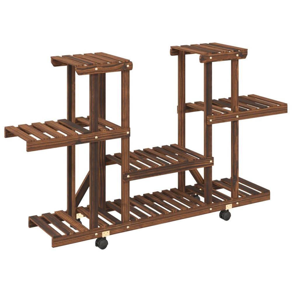 Support à fleurs avec roues 110x25x78 cm bois massif de sapin
