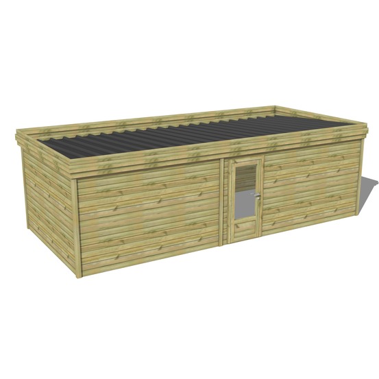 Abri de jardin bois pin traité autoclave 27mm - 8,19x3,44m / 28m2 - bac acier - abri français