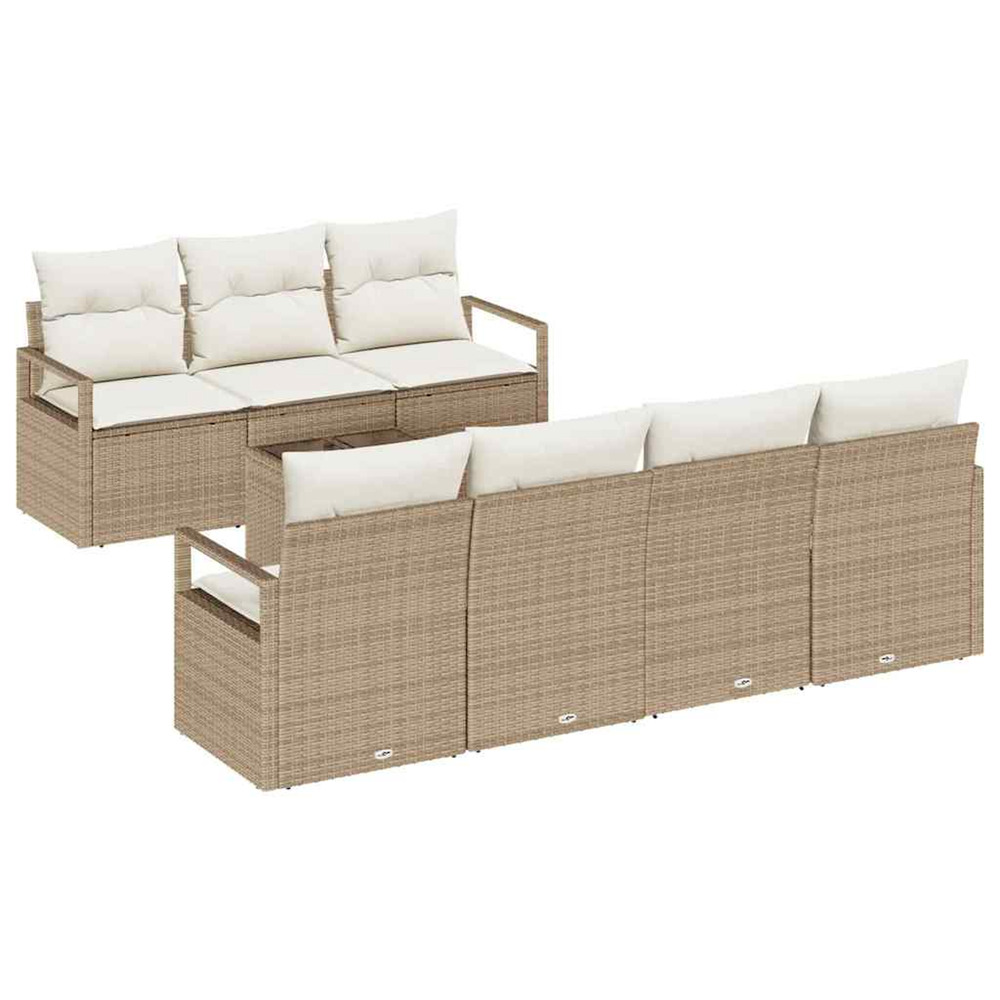 Ensemble de canapé de jardin avec coussin 8 pcs beige et crème