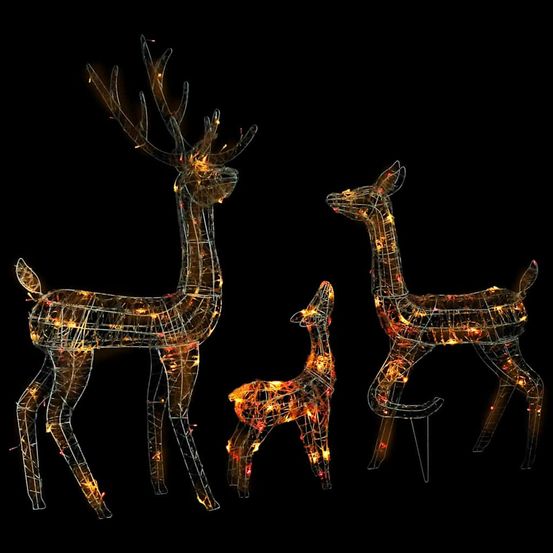 Famille de rennes de décoration acrylique 300 led coloré