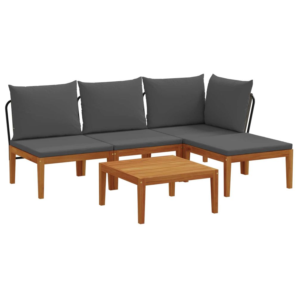 5 pc ensemble de salon de jardin avec coussins naturel
