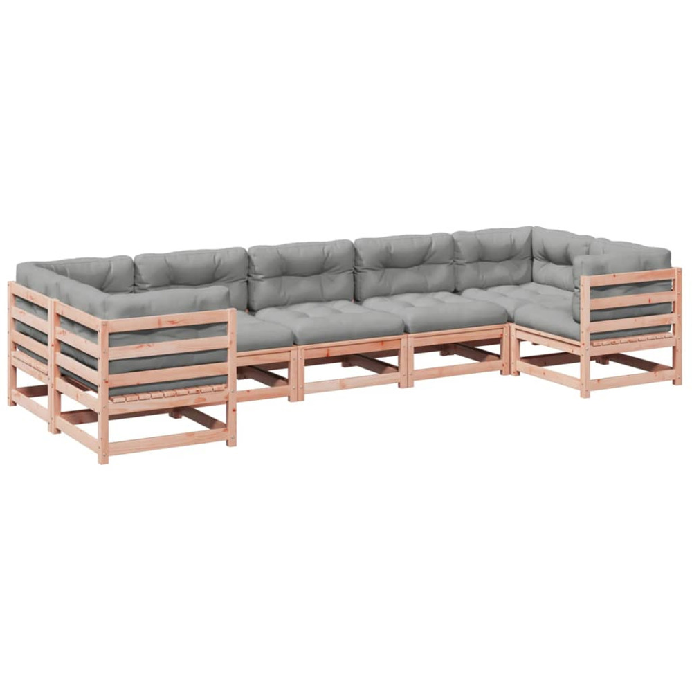 Salon de jardin 7 pcs et coussins bois massif sapin de douglas