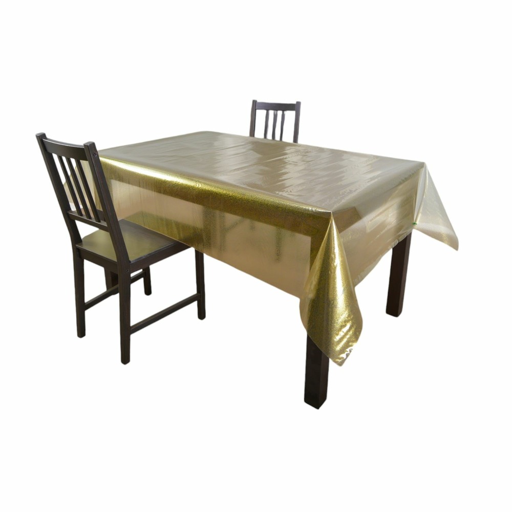 Nappe en toile cirée rectangulaire cristal - 140 x 250 cm - or