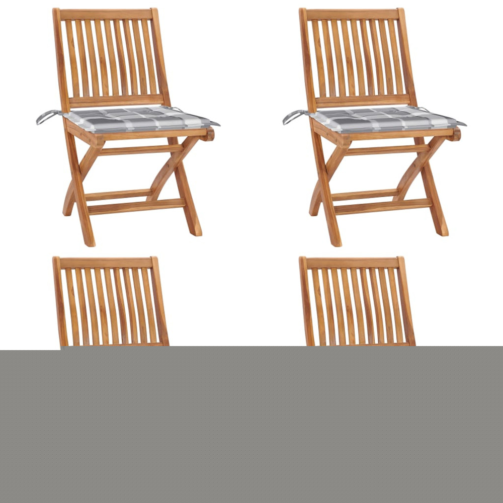Chaises pliables de jardin avec coussins lot de 4 teck solide