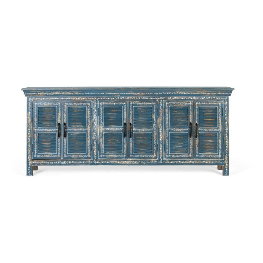 Buffet bois bleu - décoration d'autrefois