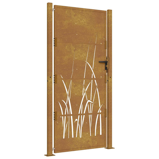 Portail de jardin 100x175 cm acier corten conception d'herbe