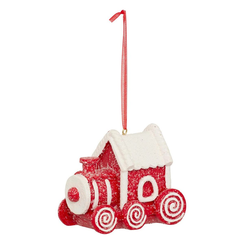 Sujet train cookie résine h.10cm rouge et blanc