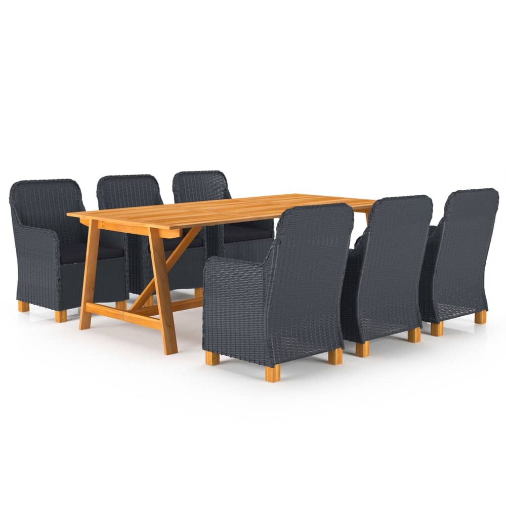 Ensemble à manger de jardin 7 pcs gris foncé