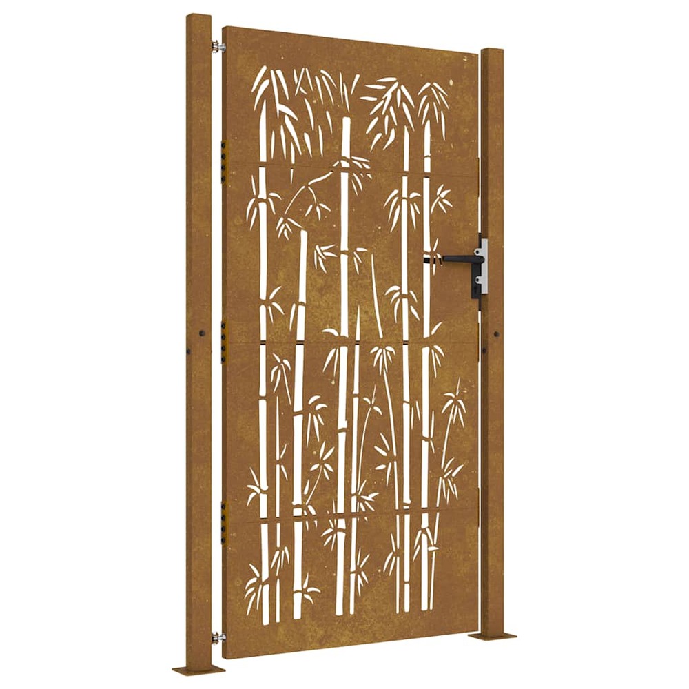 Portail de jardin 100x200 cm en acier corten et bambou