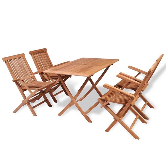 Ensemble à manger de jardin 5 pcs bois de teck massif