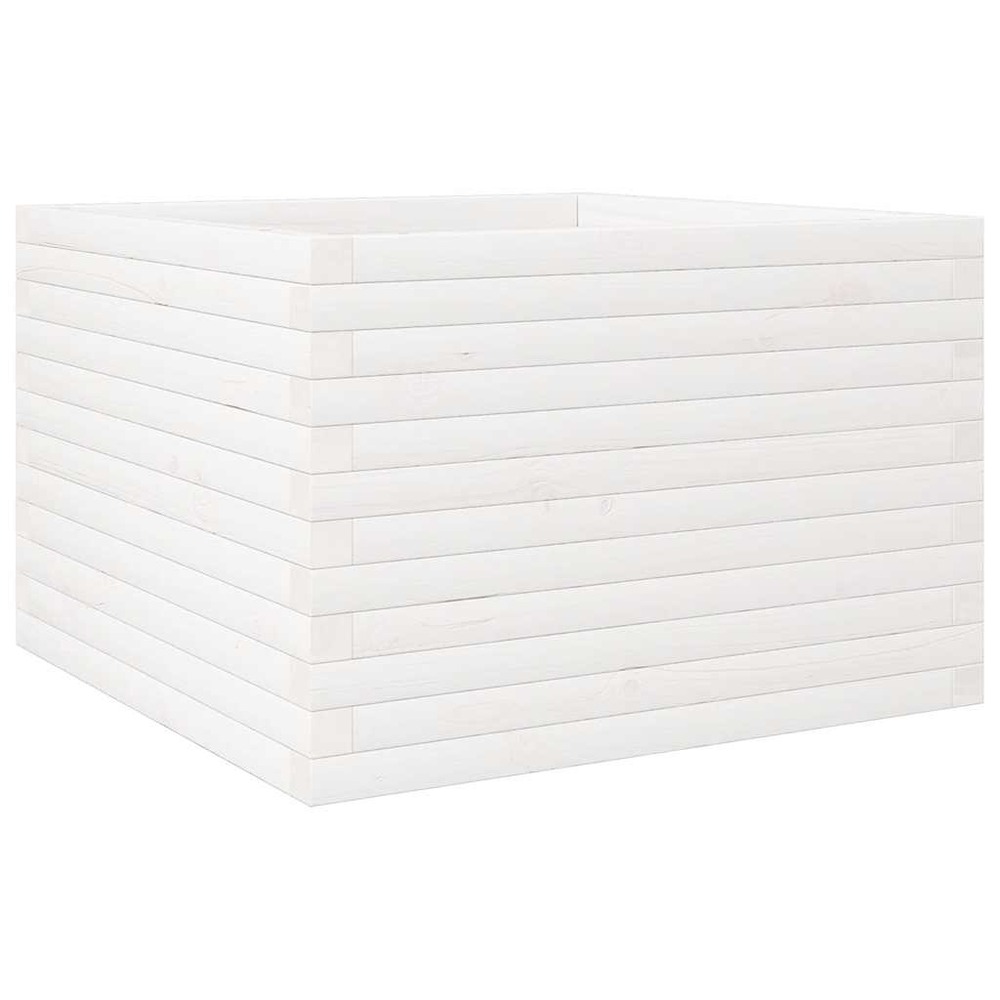 Jardinière bac lit surélevé plantes fleurs terrasse jardin 70 x 70 x 46 cm bois de pin massif blanc