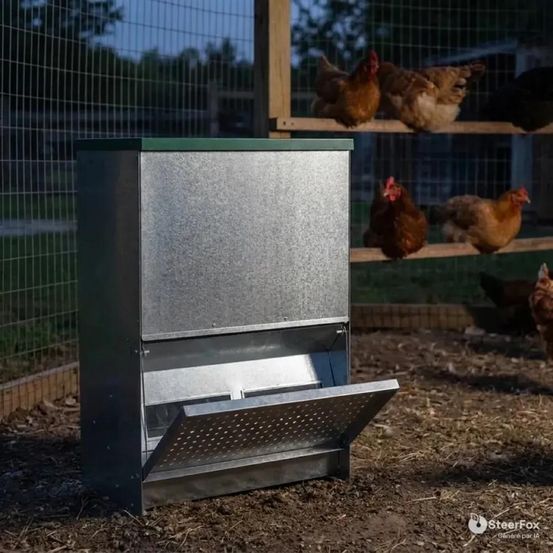 Mangeoire trémie anti-nuisible rooster 40kg - acier galvanisé pour volailles