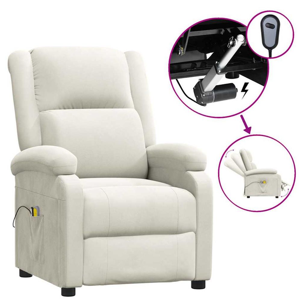 Fauteuil électrique de massage crème velours