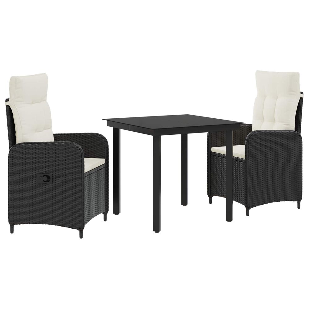 Ensemble de salle à manger pour jardin 3 pc noir et blanc crème
