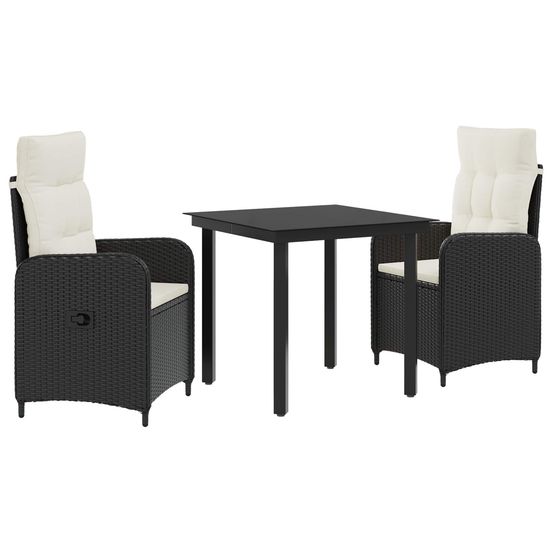 Ensemble de salle à manger pour jardin 3 pc noir et blanc crème