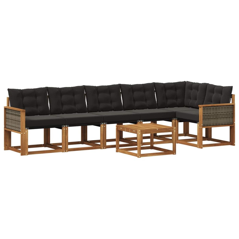 Ensemble de canapés d'extérieur 7 pc naturel et noir