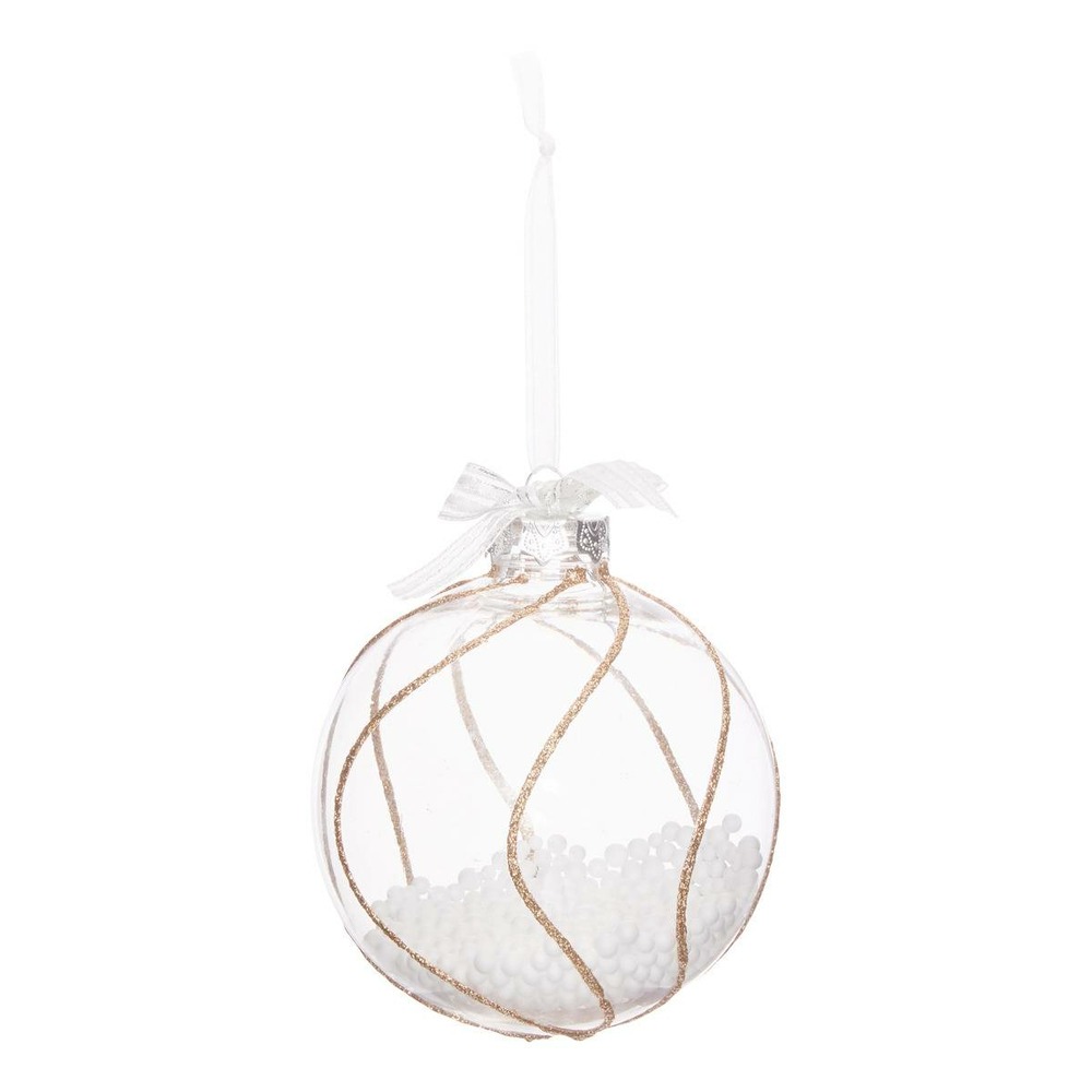 Boule intérieur billes polystyrène d.10cm blanc assorti