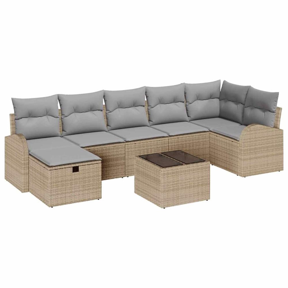 Ensemble de canapé de jardin 8 pc beige polyrotin