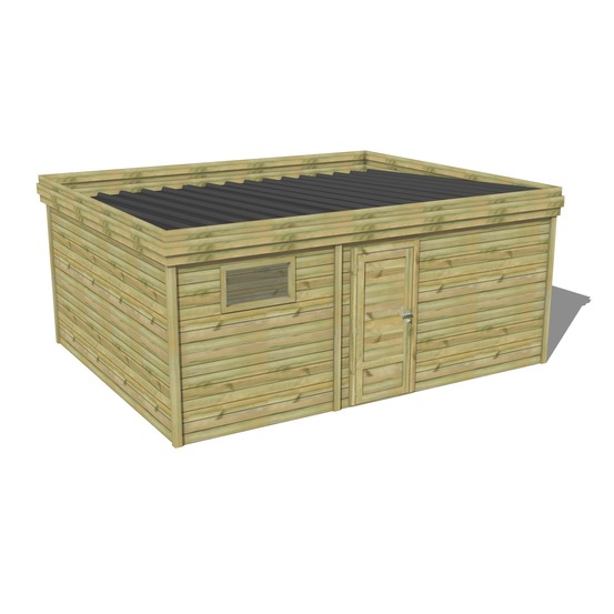 Abri de jardin bois pin traité autoclave 27mm - 5,99x4,34m / 26m2 - bac acier - abri français