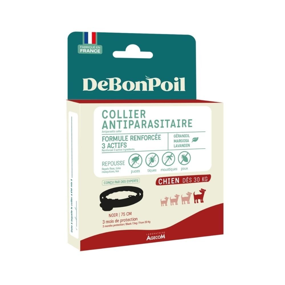 Collier antiparasitaire chien debonpoil jusqu'à 3 mois grand chien